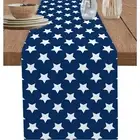 4th July Table Runner 72 Inch American stars Patriotic White Star Table Runner