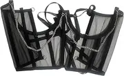 [ａ aternee] Lace Corset Belt with Chain Tie Back Fashion Waistband Lace up Corset