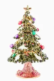 Bejeweled Christmas Tree Trinket Box with Hanging. Made with Swarovski Crystals