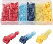 DIANN 120pcs 60Pairs T Tap Wire Connectors 22-10 AWG Quick Splice Electrical Wire Terminals Insulated Male Quick Disconnect Spade Terminals Assortment Kit