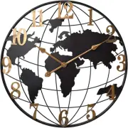 Outdoor Clock 24 Inch Large Wall Modern World 24 Inch, Black-gold
