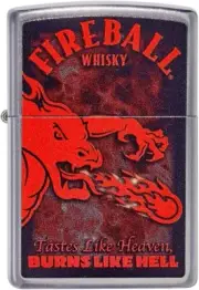 Zippo 49308 Fireball Whiskey Burns Like Hell Street Chrome