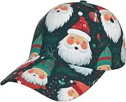 [CADREWY] Christmas Cartoon Santa Claus Print Trendy Unisex Baseball Cap Adjustable Snapback Hat for Men and Women Outdoor Hat Black, Black, One Size