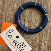Blue Acrylic Bangle Stretch Bracelet D16