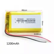 3.7V 1200mAh LiPo Polymer Rechargeable Battery 803048 For Smart Watch GPS Camera