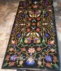 Marble Conference Table Top Semi Precious Gemstone Inlay Work Dining Table Top