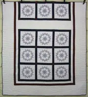 Red White Blue Embroidered Amish Quilt 97x107