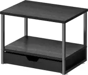 2 Tier Desktop Printer Stand with Sliding Wood Storage Drawer, Multi-Purpose ...
