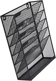 OHPHCALL File Folder Holder Wall Organizer Office Storage Solution Vertical Wall Mount File Rack Metal Construction