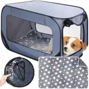 37 Inch Collapsible Dog Crate with Mat Liner Pop up Dog Kennel Waterproof Por...