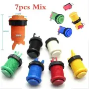7PCS MIX color HAPP LONG ARCADE PUSH BUTTON , JAMMA, MULTICADE with micro switch