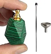 BOHO GARDEN Crystal Keepsake Urn - Wearable Small Container for Ashes, Memorial Urns Made from Real Crystal Material - Includes Spoon, Stick, Funnel & Storage Box (Malachite (Gold))