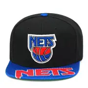 Mitchell & Ness Brooklyn (New Jersey) Nets Snapback Hat Cap - Black/Royal/Mesh