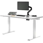 Desky Dual Sit to Stand White Melamine Desk 1200x750mm White Height Adjustable Legs