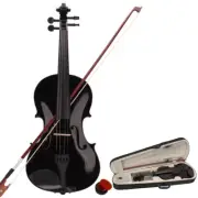 US 4/4 Full Size Natural Black Acoustic Violin W/ Case Bow Rosin Fiddle Bow Set