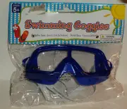 1 Pair Of Swimming Goggles Blue With White Adjustable Strap Ages 5+ NIP