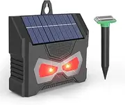 HPAMR 2 Pack Solar Animal Ultrasonic Repeller Adjustable Frequency & Modes Outdoor Weatherproof Ultrasonic Repeller with Motion Sensor and Flashing Lights, Mice Repellent, Repel Raccoon, Squirrels