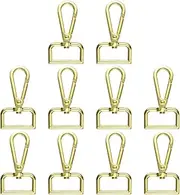 uxcell 10pcs Metal D Ring Lobster Claw Clasps 1.02" (26mm) Zinc Alloy 360 Degree Swivel Trigger Push Gate Snap Hooks for Keychains Jewelry Strap DIY Crafts, Bright Gold