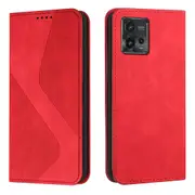 Case PU Leather Flip Cover Magnetic Closure Wallet Card Slots Stand Case - Red