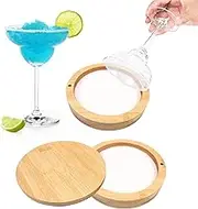 Margarita Salt Rimmer Set with Magnetic Swivel Lid,Bamboo Wood Rimmer for Cocktails and Margarita Mixing,Salt and Sugar Containerfor Bar,Pub Party and Reception for Wide Glasses up to 4.72 In