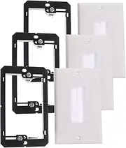 OSALADI 3pcs Panel Outlet Wall Wires Socket Cable Pass Through Insert Rack Power Strip Ceiling Plate Cover Single Gang Mounting Holder Charger Brush Wall Plate Cord Peg Black Plastic