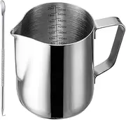 Milk Frothing Pitcher with Decorating Art Pen SUS304, Stainless Steel Milk Frother Cup Steaming Measurements Inside for Espresso Machine Coffee Foam Making Cappuccino Latte Art (20 oz/600 ml)