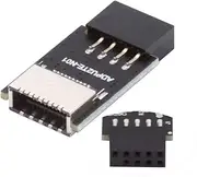 CY USB 2.0 9Pin Male to USB 3.1 Type E Key-A Female Front Panel Socket to 9Pin Mainboard Header Extension Adapter