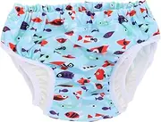 Hohopeti Leakproof Training Diaper Cartoon Swim Trunks Reusable Nappy for Summer Vacation Boys' Swimwear