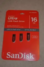 3 Pack Sandisk Ultra Usb Flash Drive 16 GB Each