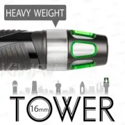 Heavy Bar Ends Tower Green w/ Silver Base CNC Machined 16mm Thread for Yamaha