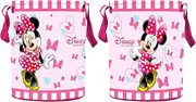 Kuber Industries Disney Minnie Print Round Non Woven Fabric Foldable Laundry Basket, Toy Storage Basket, Cloth Storage Basket with Handles,45 LTR (Set of 2, Pink)-KUBMART11641