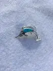 NEW STERLING SILVER & OPAL STONE NAUTICAL MARLIN PENDANT MARINE SEALIFE FISH