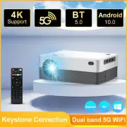 4K 1080P Mini Projector 8000 Lumens Bluetooth Portable Home Theater HDMI/USB/AUX