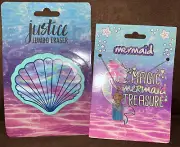 JUSTICE MAGIC MERMAID TREASURE PENDANT SHIMMER STARFISH & JUMBO SHELL ERASER WOW