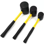 New 3 pieces Double Faced Rubber Mallet Head Fiberglass Handle Hammer 8 16 32 oz