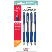 Uni Laknock Retractable Ballpoint Pens 0.7mm Blue 4 Pack