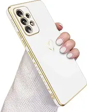[QLTYPRI] Cute Heart Case for Samsung A53 Mobile Phone Case for Girls, Ultra Thin Soft TPU Case with Love Pattern Frame Slim Shockproof Protective Case for Samsung A53 - White