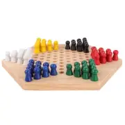 Wooden Educational Board Children Classic Halma Chinese Checkers Set EA