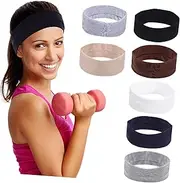 [Healvian] 7 Pcs Sports Antiperspirant Yoga Headband Headbands Sweatband Headband Stretch Hair Bands Workout Sweatbands Athletic Headband Head Band Bandanas for Men Elastic Headband Cotton