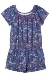 EPIC THREADS Kids Little Girls Splatter Paint Washed Indigo Romper US SZ.6 NWT