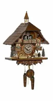 Quartz Cuckoo Clock with music, turning dancers TU 4260 QMT HZZG NEW