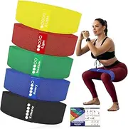 Resistance Bands for Working Out - 5 Exercise Bands Set with Workout Guide - Fabric Elastic Bands for Physical Therapy - Fitness Bands Ideal for Legs Hip Glute