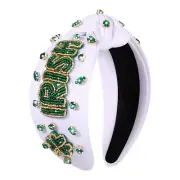 Women'S Green Shamrock Rhinestone Knotted Headband - Embellished Hair Accessorie