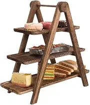 3 Tier Cupcake Stand,Rectangle Platter Wooden Farmhouse Tray,Ladder Serving Trays,Serving Tray,for Fruit Dessert Presentation,Thanksgiving Christmas Party Display Stand