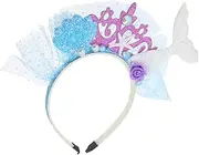 [ibasenice] Mermaid Headband Princess Headband Mermaid Hair Bands Kawaii Headband Mermaid Crown Mermaid Tail Hat Girl Mermaid Accessories Party Headband Fish Tail Headband Sky-blue Cloth