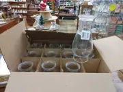 Vintage Anchor Hocking Beaded Top Rim Glass Oil Hurricane Lamp Chimney Globe