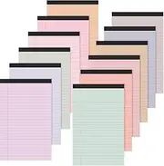 Lincia 12 Pcs 5" x 8" Mini Legal Pads College Ruled 50 Sheets Per Notepad Micro Writing Pads Perforated Note Pads Lined Note Paper for College Office Professional (Sweet Colors)