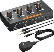 Neoteck 4 Channel Stereo Headphone Amplifier with Volume Controls 4 Channel Mono/Stereo Metal Audio Amplifier with 3.5mm Audio Cable Suitable for Recording/Mixing/Music Practices