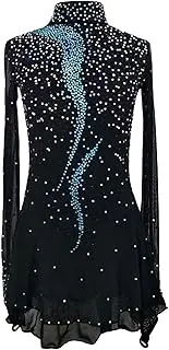 [Zagitova] Figure Skating Dress for Girls Turtleneck Open Back Women Competition Dance Outfits with Shiny Rhinestone