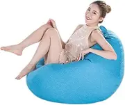UYSOFRCV Large Bean Bag Chairs Cover (No Filler), Lazy Lounger Storage Sofa Slipcover with Handle Solid Color Cotton Linen Design for Adults and Kids, Without Filling,Sky Blue,XL
